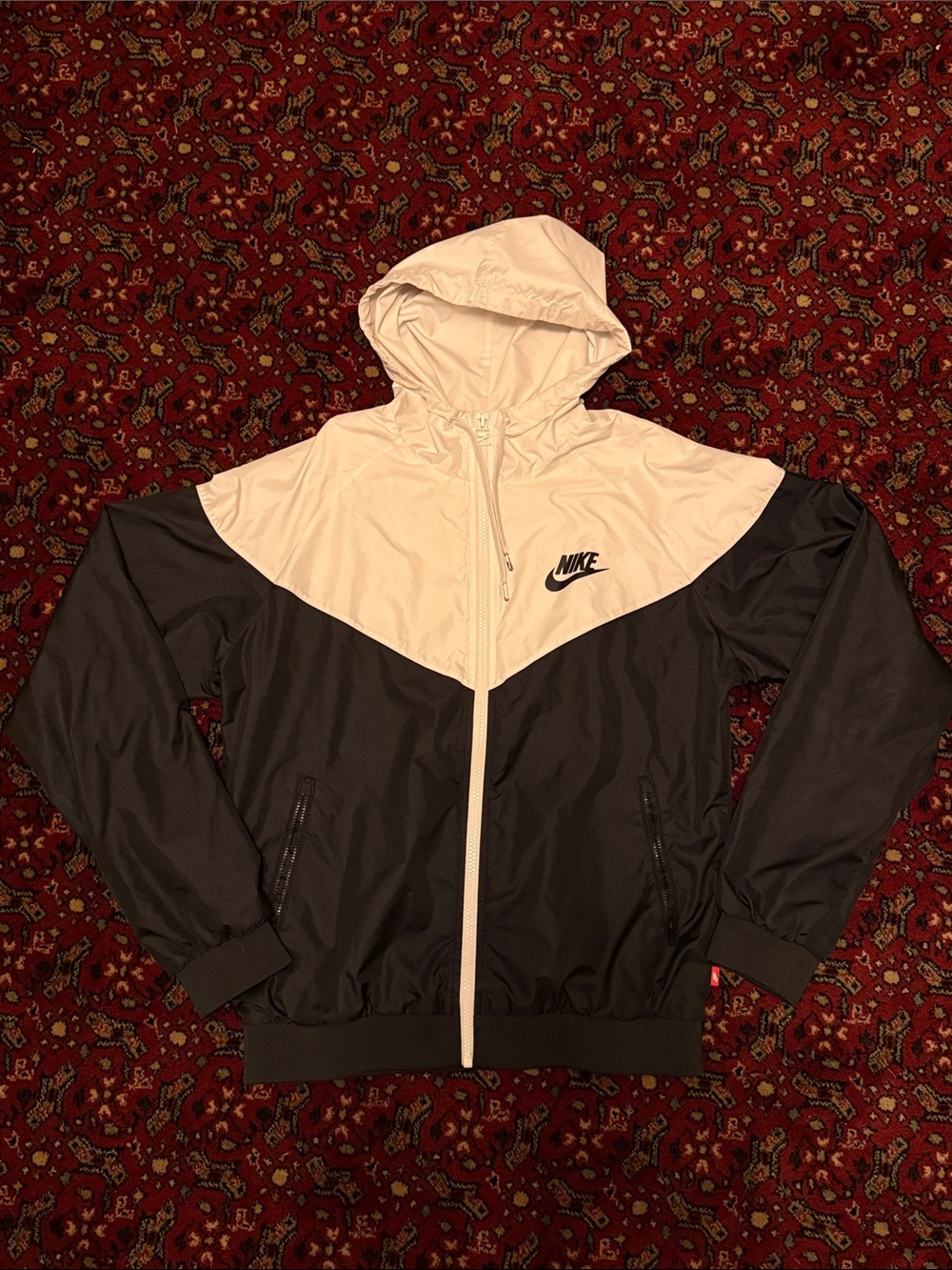 Nike Kids Two-Tone White and Black Hooded Windbreaker